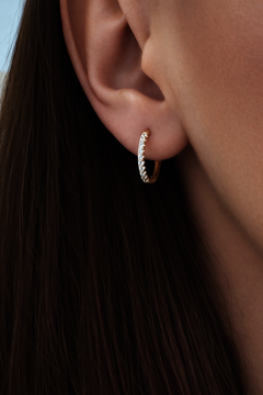 Žluté zlato náušnice zirkonové kroužky